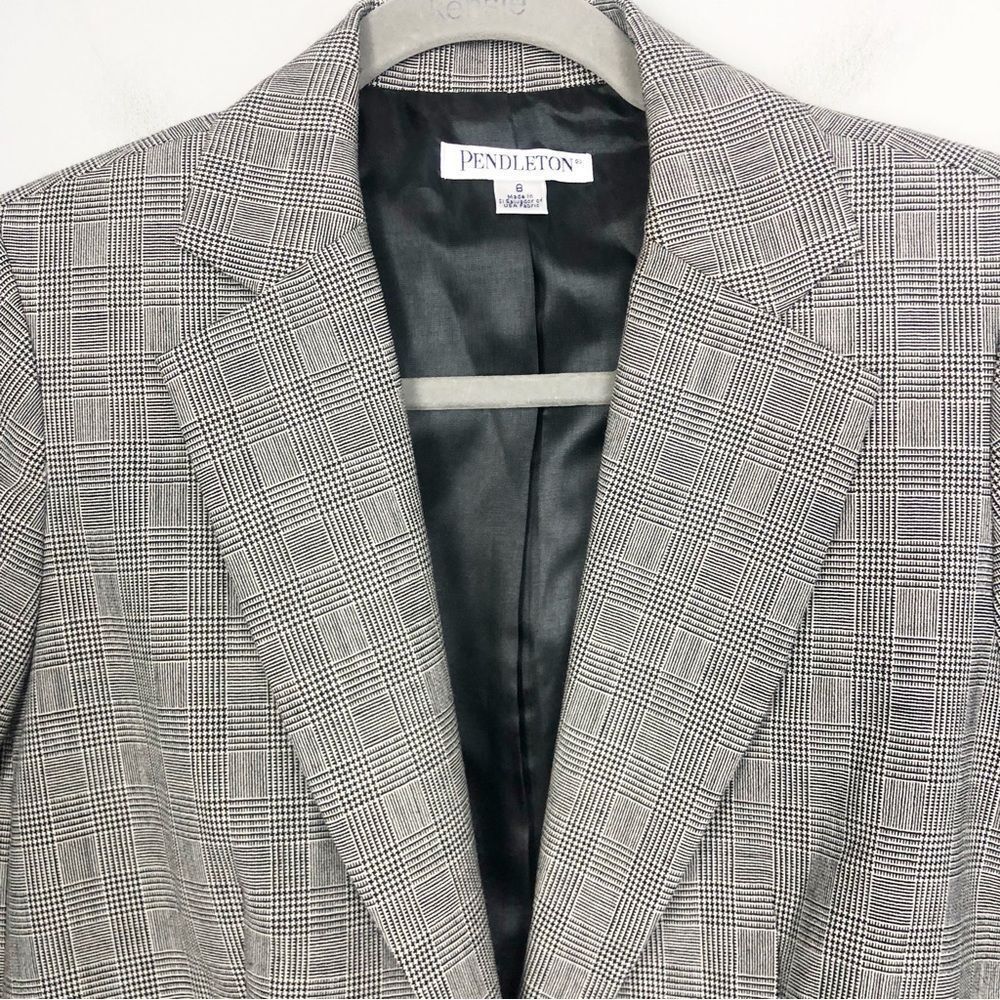 Pendleton | Black & White Plaid Button Front Virg… - image 3